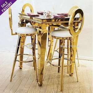 OEM Custom Size Square <b>Small</b> Stainless Steel High <b>Table</b> Gold Wedding Party Used Bar <b>Table</b> for Events - Product Image 1