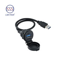 Konektor Lshitech USB 3.0 Bulat Female ke Male dengan Penutup, 4 Warna, Cocok untuk Transfer Data dan Aplikasi Mobil, Dll.