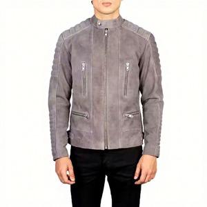 <b>Men's</b> Distressed Vintage <b>Suede</b> Leather <b>Jacket</b> Front Design Windproof Breathable Winter Coat Handcrafted Shoulder Clean Fit - Product Image 1