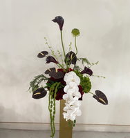 Centerpiece Bunga Pernikahan Kecil Gaya Baru, Bola Bunga Hydrangea Burgundy Hijau 30 Cm untuk Dekorasi Meja