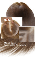 Topper capillaire blond cendré en cheveux humains naturels de 16 pouces, grande base mono 6x6, sans frange, pour femmes souffrant de perte de cheveux
