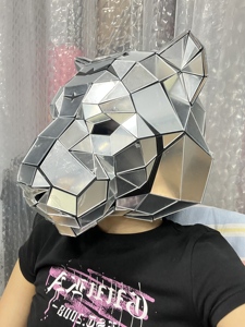 Forma personalizada Cosplay espejo casco máscara Popular hecho a mano <span class=keywords><strong>Animal</strong></span> casco espejo máscara para fiesta evento rendimiento - Product Image 3