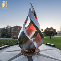 Sculpture de flamme en acier inoxydable, art abstrait moderne, décoration de jardin, parc public extérieur RELONG