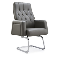 Fauteuil de conférence moderne en cuir de luxe confortable et de haute qualité avec hauteur réglable, base chromée et accoudoirs