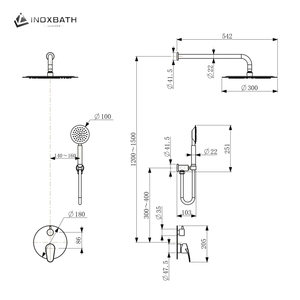 Chất Lượng Cao Sang Trọng Vòi Nước Treo Tường Đen Thép Không Gỉ Hệ Thống Vòi Hoa Sen Máy Bay Phản Lực Massage Phun Cho Phòng Tắm Chải Vàng Bề Mặt - Product Image 5