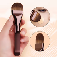 Pinceau de maquillage premium à tête plate, poils synthétiques denses, pinceau cosmétique pour fond de teint liquide ou crème, marque privée
