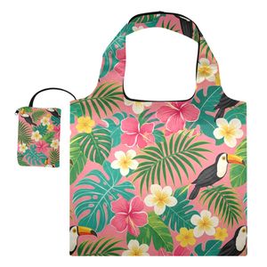 Low MOQ Hawaiian Toucan Print Travel Shoulder Handbag with Pouch Foldable <b>Reusable</b> <b>Shopping</b> <b>Bag</b> for Daily Use - Product Image 1