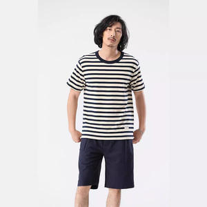 Nuova T-shirt Estiva OKONKWO da Uomo, Casual Elegante a Righe, in Jersey Pesante, Girocollo, 100% Cotone, Manica Corta, Vestibilità Ampia, 230g, Traspirante - Product Image 2