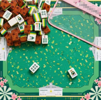 Version américaine de l'ensemble de mahjong de luxe en acrylique, 160 tuiles, pour 4 joueurs, en boîte, portable, élégant, divertissement pour adultes