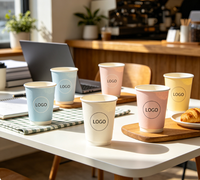 Gobelets en papier kraft à double paroi imprimés sur mesure avec couvercles - Gobelets à café recyclables isolés pour boissons chaudes, logo et diamètre personnalisés