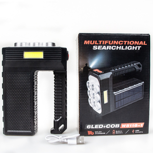 Đa chức năng ABS vật liệu USB sạc không thấm nước cầm tay đèn pin 6LED <span class=keywords><strong>COB</strong></span> panel năng lượng mặt trời đèn pin siêu sáng - Product Image 5