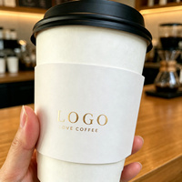 Selongsong Kertas Cangkir Kopi Cetak Kustom Sekali Pakai, Selongsong Cangkir Kertas Kraft Bergelombang Ivory Board Idol Kpop Dengan Logo
