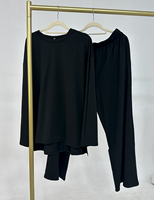 Vêtements islamiques modestes 2 pièces ensemble abaya automne hiver chaud en coton et polyester ensemble haut et pantalon amples avec poches
