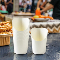 Gobelet d'emballage alimentaire personnalisable blanc pour frites, chips de pommes de terre, gaufres, popcorn avec logo