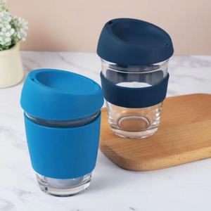 Bán buôn Glass uống cup chai nước màu hồng màu xanh lá cây cô gái 350ml <span class=keywords><strong>Mug</strong></span> Tumbler cốc cà phê với Silicone Nắp - Product Image 3