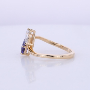Starsgem Toi Et Moi <b>Ring</b> Solid <b>Gold</b> 18K Yellow Solid <b>Gold</b> Color Lab Grown diamond and Lab grown Gemstone <b>Ring</b> - Product Image 5