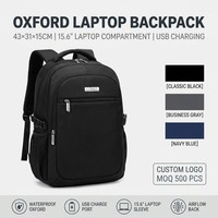 Sac à dos pour ordinateur portable en tissu Oxford imperméable avec fermeture éclair, motif lettres, doublure en polyester pour voyage, bureau et école