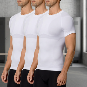 T-shirt de compression respirant pour homme, gainant ventre plat, manches courtes, soutien dorsal, correcteur de posture, sous-vêtement de fitness - Product Image 3