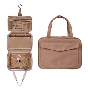 Trousse de Toilette de Voyage Pliable Grande Capacité BSCI Peach – Organisateur de Maquillage et Cosmétiques Pliable pour Voyage - Product Image 1