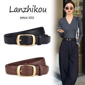 Cinturón de cuero genuino para <span class=keywords><strong>mujer</strong></span>, combina con todo, novedad de 2024, cinturón con hebilla de alfiler para <span class=keywords><strong>mujer</strong></span>, pantalones vaqueros decorativos de moda con piel de vaca Simple - Product Image 2