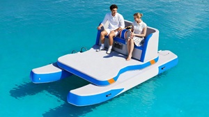 Catamarán Inflable con <span class=keywords><strong>Pedales</strong></span>, Bote de Pesca para Principiantes, PVC, Portátil, Recreativo, Doble Catamarán con Sombras, Flotadores para Isla - Product Image 3