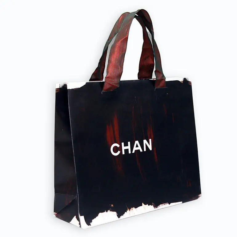 Wholesale Custom Printed Brand Logo Design Promotion Luxury Clothing Gift Shopping Black Jewellery Paper Bag With Handle