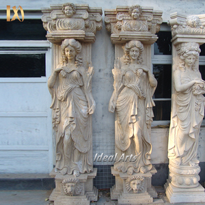 Ideal Arts Décoratif pierre sculptée à la main blanc romain homme nu <span class=keywords><strong>statue</strong></span> en marbre porte en pierre colonne <span class=keywords><strong>pilier</strong></span> design à vendre - Product Image 5
