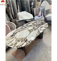 Table à manger et table basse en marbre Calacatta pour alto moderne par le fabricant chinois Pied en acier inoxydable pour la maison et les meubles de cuisine