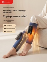 Masseur de jambes entièrement automatique, masseur de mollets par pétrissage avec compresse chaude et massage par compression, recharge USB