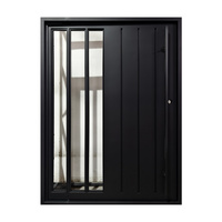 Porte d'entrée simple en fer forgé avec verre de sécurité, design moderne, personnalisable pour maisons, villas, chambres et cuisines