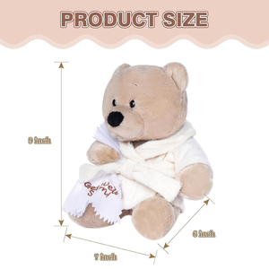Ours en tissu habillé d'un <span class=keywords><strong>peignoir</strong></span> avec serviette apaisante peluche douce cadeaux de coucher pour filles garçons 9 pouces mignon ours en peluche jouet - Product Image 4