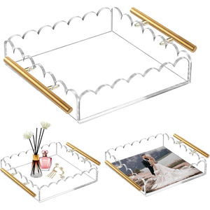 Présentoir de rangement transparent en acrylique moderne personnalisé, plateau à desserts et à pain, plateau de présentation écologique en Lucite - Product Image 4