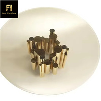 Nouveau design de table de salle à manger de luxe haut de gamme table à manger à base cylindrique irrégulière en acier inoxydable doré pour la salle à manger à la maison