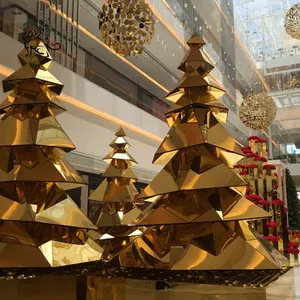 BLVE Modern Art Holiday Decoration Metal Crafts Gold Christmas Tree Stainless Steel Sculpture Home Decor