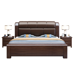 Lit en bois massif personnalisé, lit double, lit king-size avec sac souple, ensemble de meubles de chambre à coucher, pas encore d'<span class=keywords><strong>avis</strong></span> - Product Image 2