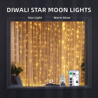 Guirlande lumineuse de Noël pour fenêtre, rideau LED, étoiles, lune, lumières décoratives, à intensité variable, IP44