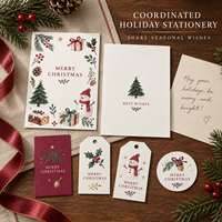 Ensemble de papeterie de Noël personnalisé, cartes de vœux de Noël, étiquettes cadeaux, autocollants, papier texturé pour les fêtes de Noël et les célébrations saisonnières
