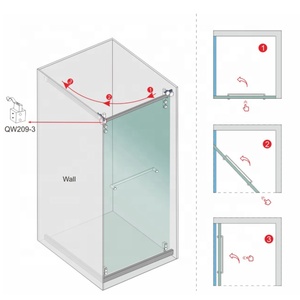 Système coulissant pour porte de douche en forme de L Kits de quincaillerie pour petite cabine de douche Boîte Moove - Product Image 6