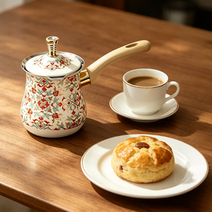 หม้อกาแฟตุรกีสแตนเลสสีทอง FLEY ขนาด 550/720/900 มล. ดีไซน์ย้อนยุค ฝาปิดแบบละลาย ใช้สำหรับอุ่นเนย นม เหมาะสำหรับใช้ในบ้านและร้านกาแฟ - Product Image 1