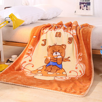 Selimut Anak Aodu Bermotif Cetak, Bahan Fleece Lembut, Karakter Beruang Teddy, Pinggiran Bergelombang, Alas Bermain Bayi, Grosir Pabrik