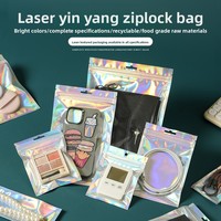 Pochette refermable holographique Yin Yang en plastique pour bijoux, étuis de téléphone, câbles de données et emballages d'accessoires