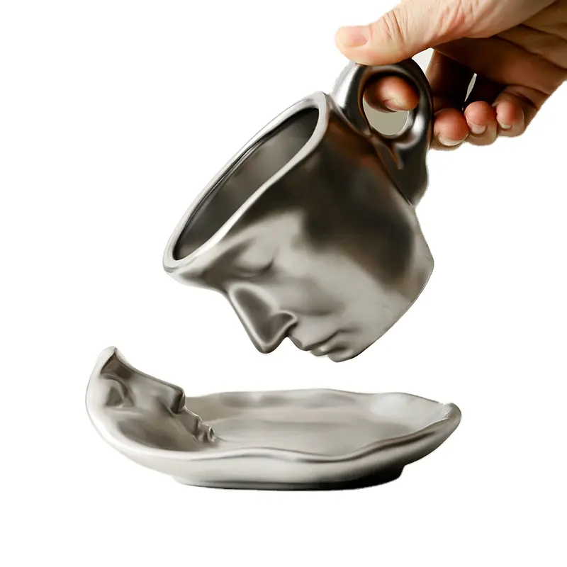 Cyber Punk artstic silver coffee cup trendy mug creative hi-tech-ish Style Ceramic Mugs For Coffee Tea Milk