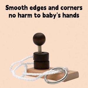 Jeu de casse-tête IQ pour enfants et adolescents : Débrouillez les cordes, casse-tête créatif en bois classique avec corde - Product Image 5