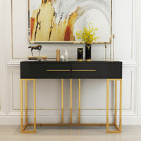 Console d'entrée en bois massif de luxe léger, table longue et étroite, idéale pour ornements haut de gamme, style moderne minimaliste doré