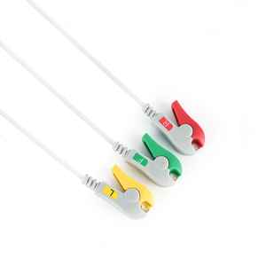 Fil de dérivation ECG compatible Phillipps, 3 fils, extrémité à pince, norme IEC, connecteur de style DIN, fil de dérivation ECG EKG - Product Image 4