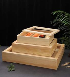 Boîte à sushi en <span class=keywords><strong>bois</strong></span> avec couvercle plateau à bento sashimi japonais pour le stockage des aliments <span class=keywords><strong>emballage</strong></span> rectangulaire à emporter pour restaurant - Product Image 2