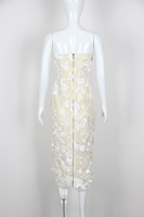 Soldes d'été : Robe de plage florale pour femme, décontractée, sexy, sans bretelles, dos nu, fleurs 3D, coupe ajustée, robe de soirée midi tendance
