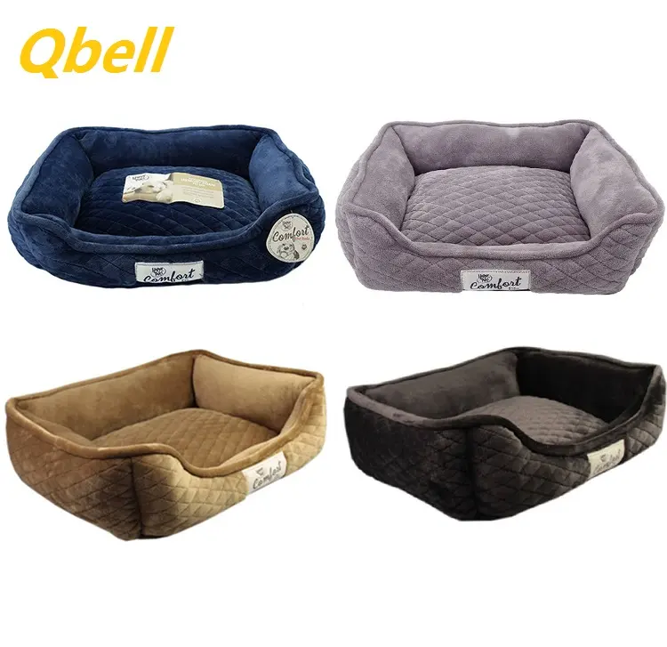 Qbellpet Stock Low Price Washable Velvet Soft Feeling Lounger Dog Ness Sofa Bed For Dog Cat Washable Dog Bed Covers