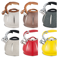 Bouilloire sifflante en acier inoxydable de 3.0 litres robuste avec revêtement de couleur de luxe moderne et design classique