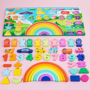 Planche logarithmique arc-en-ciel, jouets en bois colorés pour l'éducation précoce, pour enfants, bébé, regarder les images, <span class=keywords><strong>lire</strong></span> les nombres, les lettres, cognitif - Product Image 4